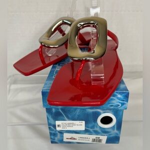 Jeffrey Campbell Linques Jellies, Red & Shiny Silver.  Sz. 9,   NWT